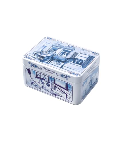 Hellema Echte Holländische Gewürzspekulatius Kekse - Speculaas Delfter Blau Keksdose 135g - Weihnachten Sinterklaas Kekse Weinachtessen